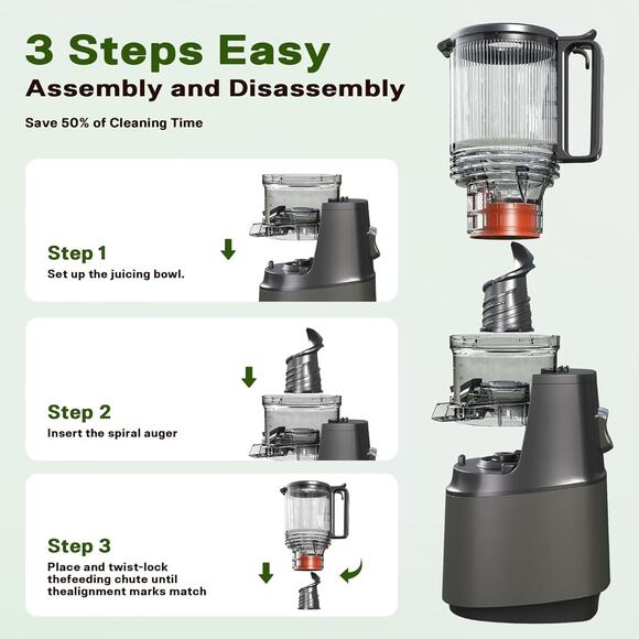 Cold Press Juicer,Slow Masticating Juicer Machines with 5.3" Large Feed Chute... - Picture 8 of 9